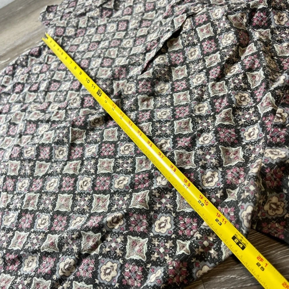 Tori Richard Button Down Shirt Mens L Black Mauve Geometric Diamond Tile Print